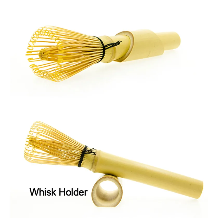Golden Bamboo Matcha Whisk Practical Long Handle Bamboo Chasen 45 Matcha Powder Whisk Green Tea Chasen Brush Tool & Holder (2)