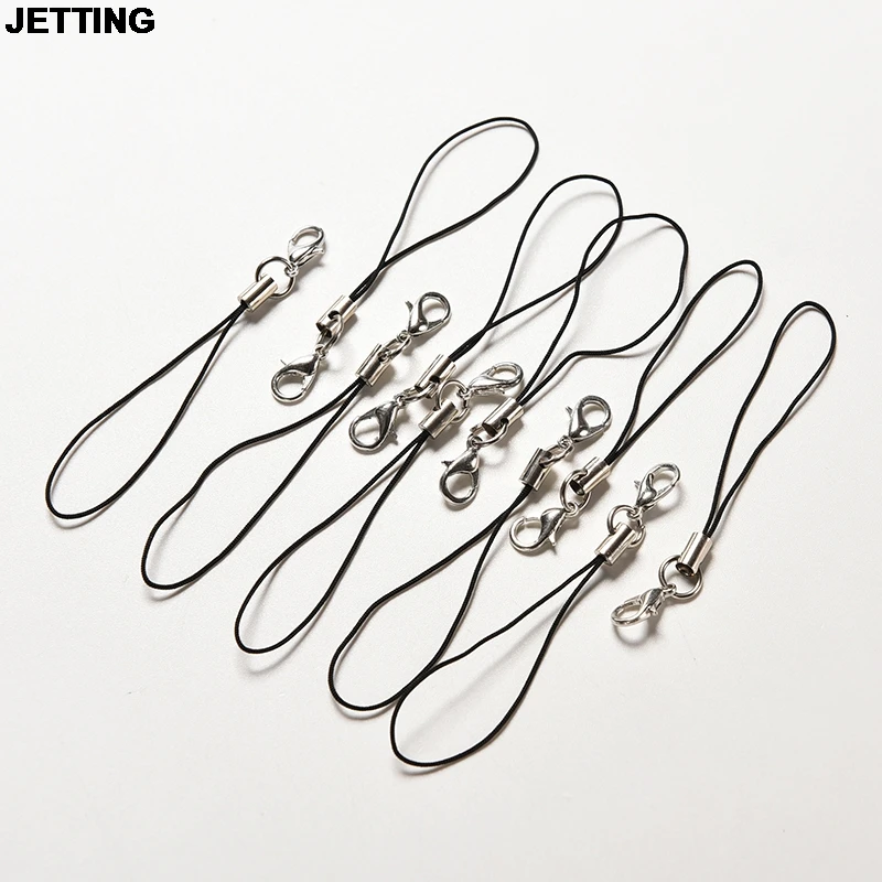 

JETTING Black Cell Phone Lanyard Cords Strap Lariat Mobile Lobster Clasp 100 Pcs