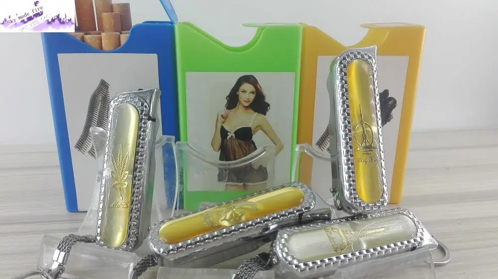 Smoking set !plastics cigarette box novelty lighter Key ring,Mini nail