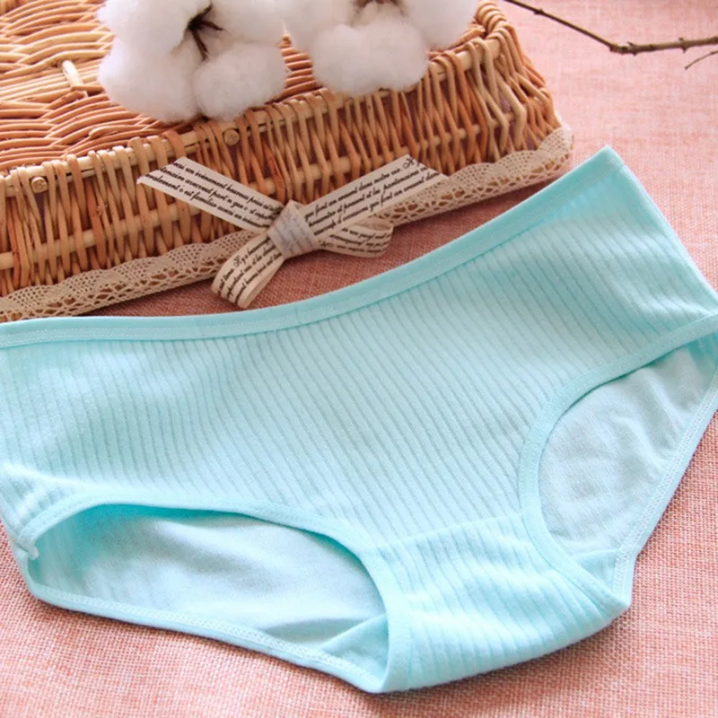 

High Quality Comfort Ladies Underwear Solid Color Cotton Breathable Thread Panties Low Waist Skin Color Code 2019 Korean Style