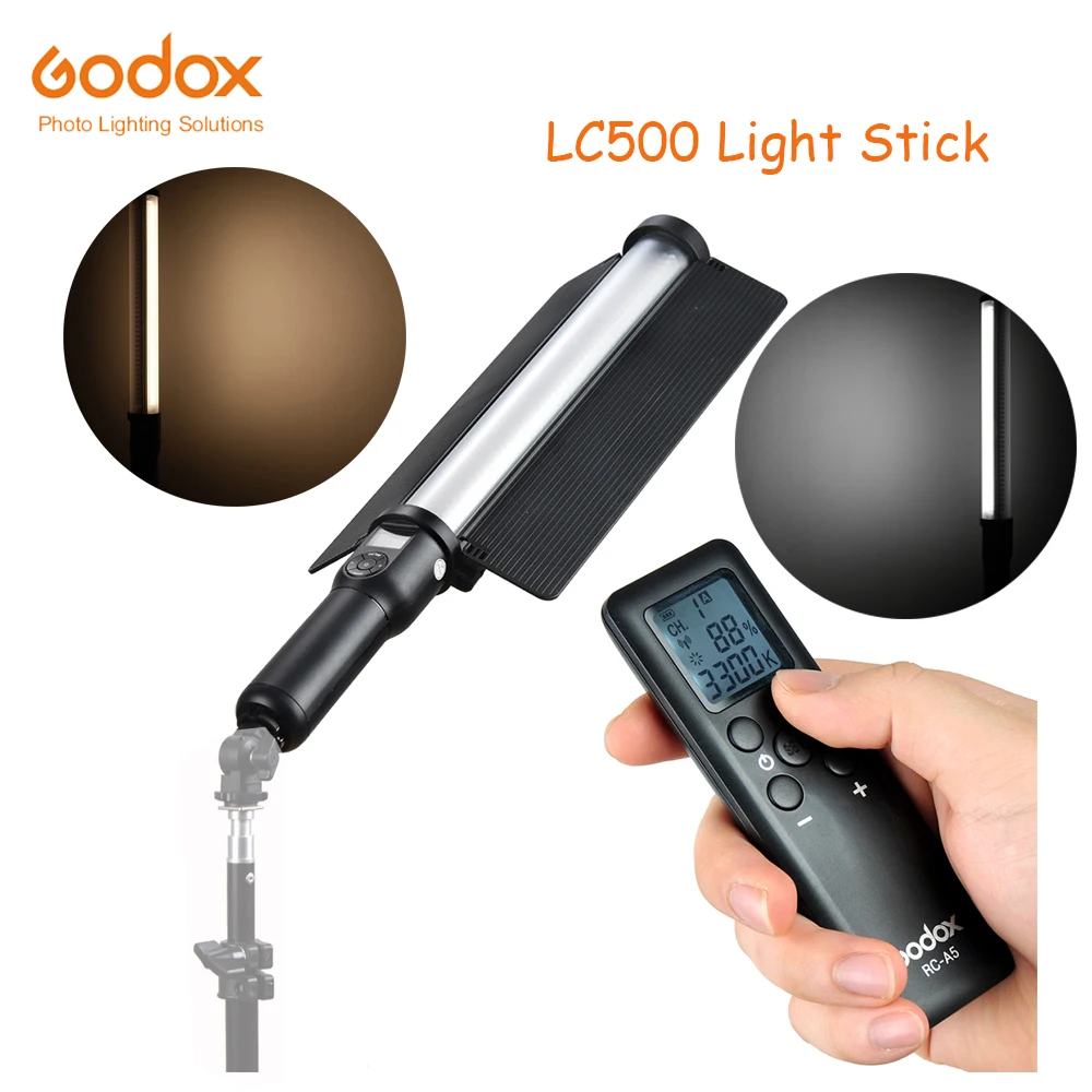 

2018 Godox LC500 LED Handheld Light Stick Lightweight Adjustable 3300K-5600K with Built-in Lithium Battery Portable Remote
