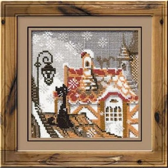 CS-1711 Cross Stitch Kit City and Cats Winter riolis 610