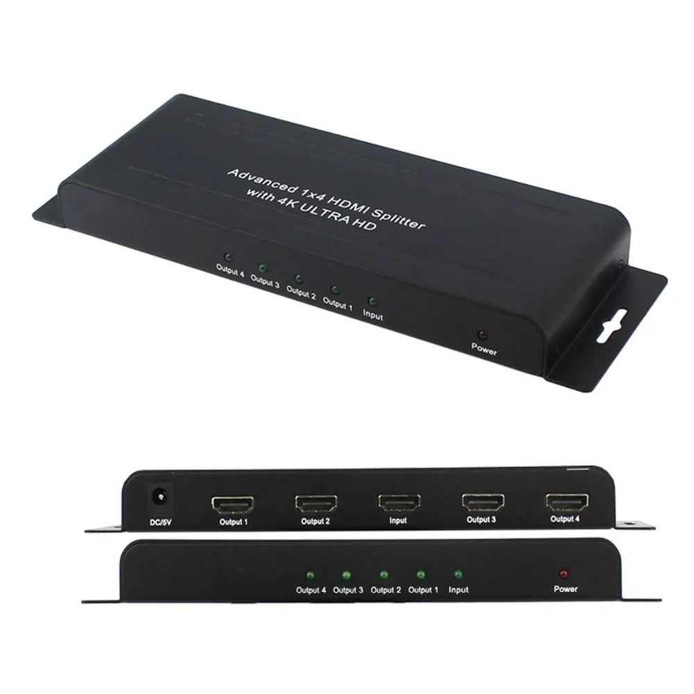 YUNZUO 1x4 HDMI Splitter 1 in 4out Switcher Converter HDCP 1.4 Version Video Audio Splitter with 3D 4Kx2K Support HDTV DVD, Xbox