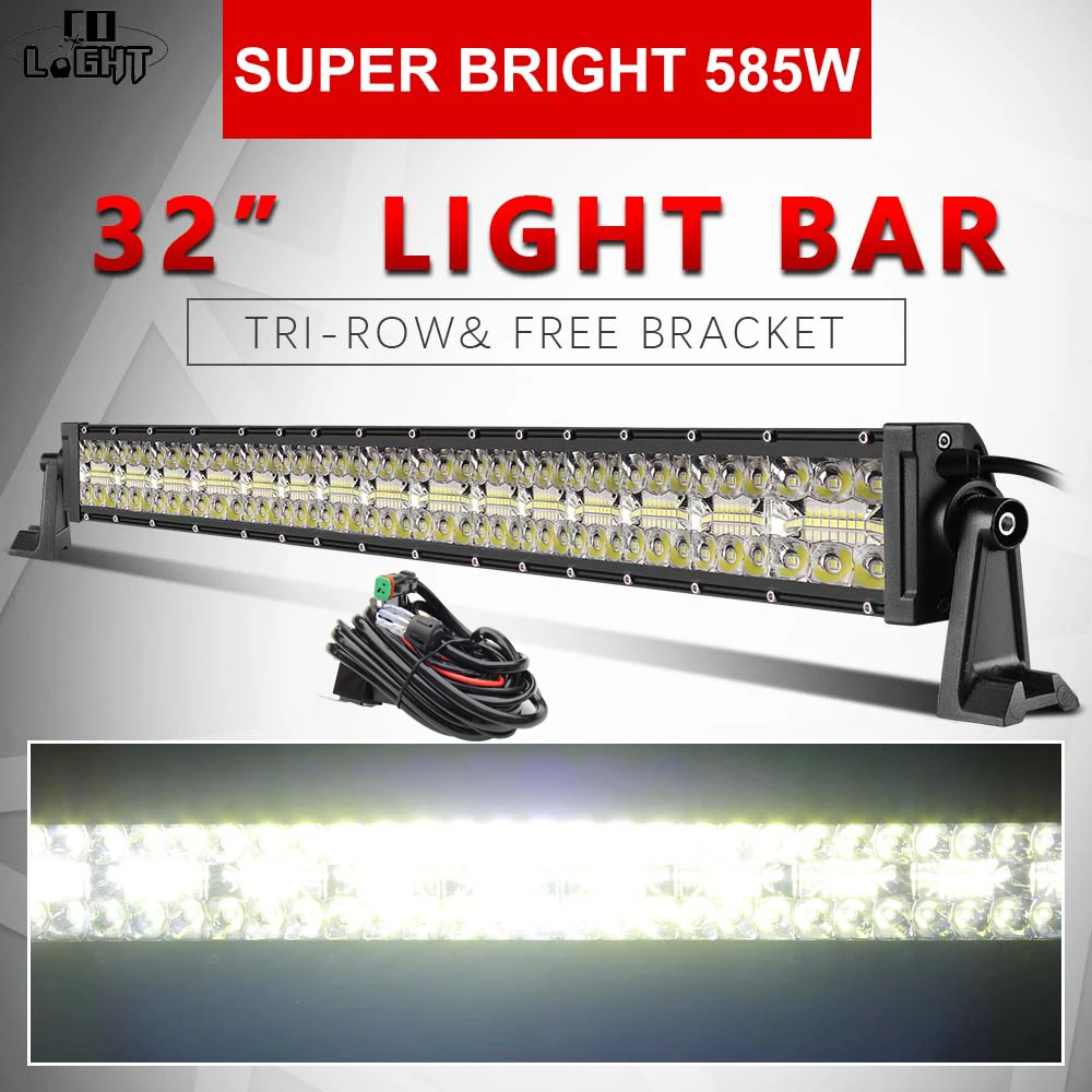 CO LIGHT 585 Вт Светодиодная балка для внедорожников 32 дюйма 7D световая панель 3 ряда