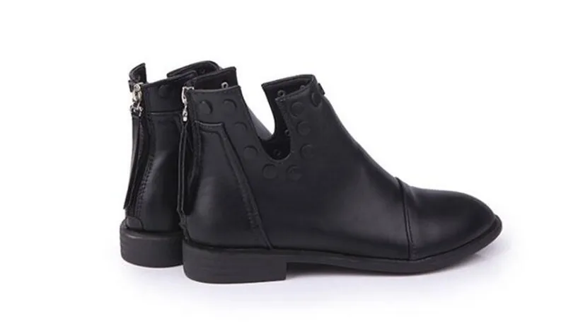 COOTELILI Fashion Rivet Ankle Boots For Women 2018 Autumn Winter Zipper Shoes Woman Black Casual Rubber Boots Women 35-39 (4)