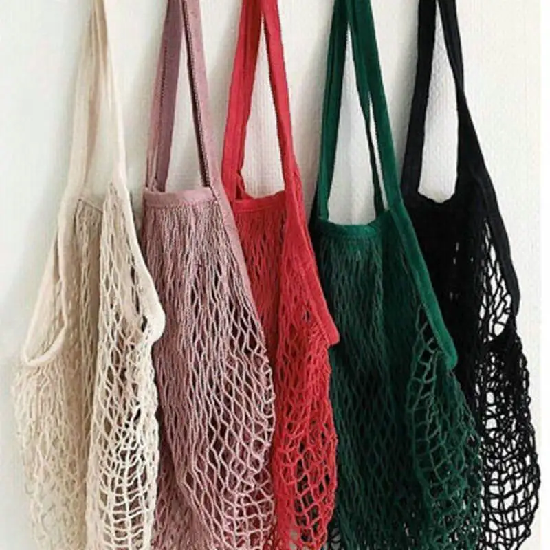 

Litthing Brand 2018 New 1PC Reusable String Shopping Grocery Bag Shopper Tote Mesh Net Woven Cotton Bag Hand Totes Dropshipping