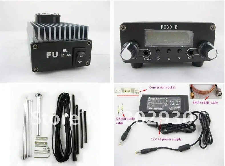 FMUSER FU-30A 30 Вт Профессиональные FM Усилитель передатчика 85~ 110 МГц, украшенные узором антенна GP комплект