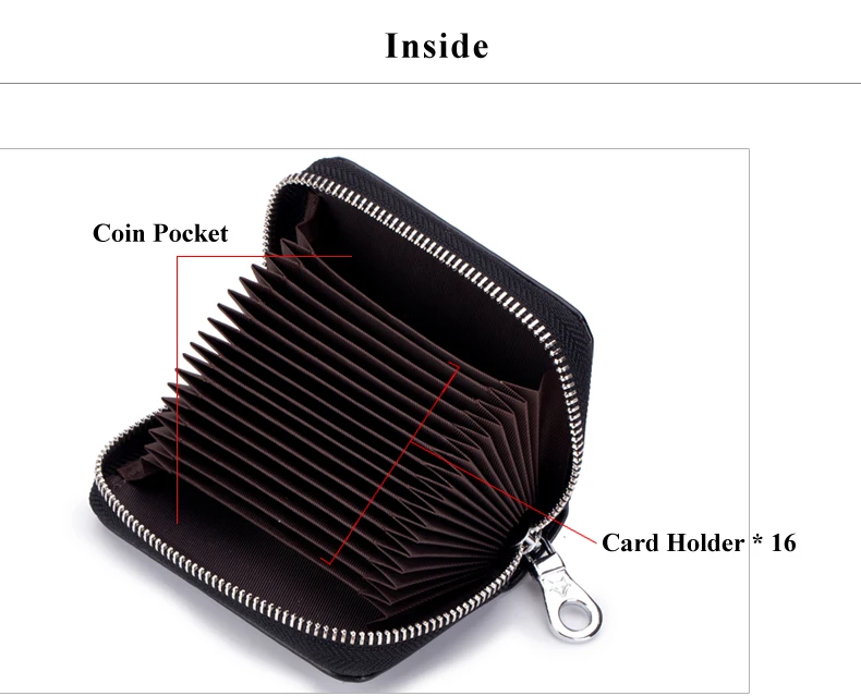 Lomelobo Lady Flower Card Holder Split Leather Girl Zipper Coin Purse Women Business Card Cowhide Female Credit ID Cards Wallets HCL7132  Details (04)