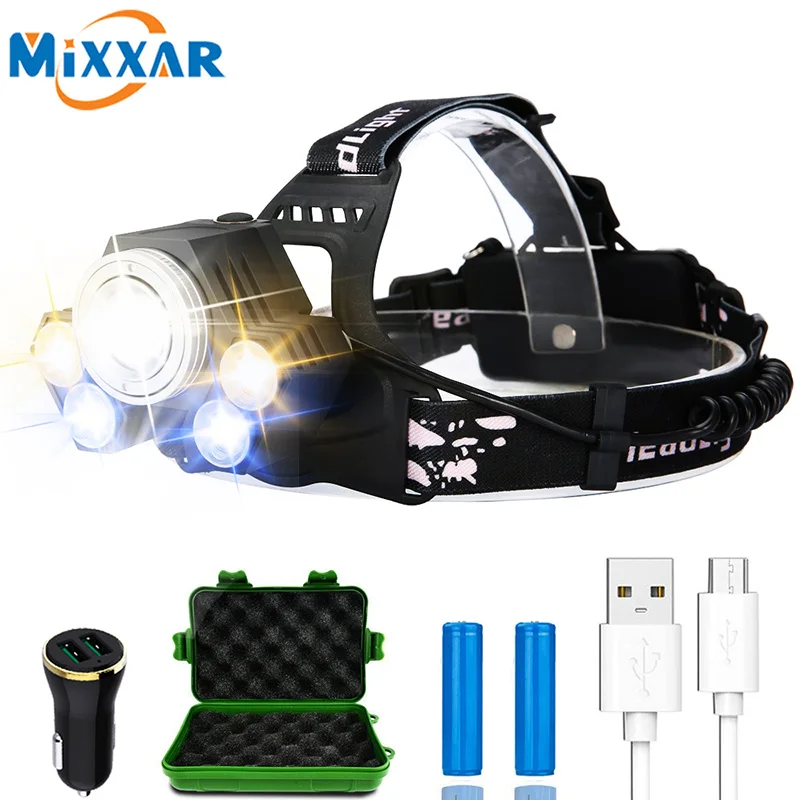 

ZK20 Dropshipping LED Headlamp T6 COB 8 Modes Headlight Waterproof Rechargeable Camping Head Lamps Flash lights