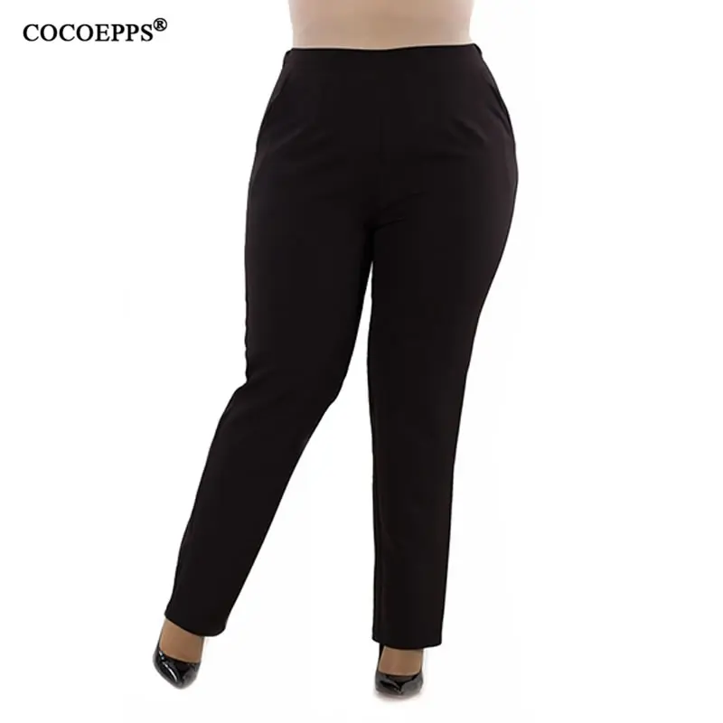 

COCOEPPS 2019 Spring Plus Size Solid Casual Chiffon Pants For Women Summer Loose Long Pants Elegant Office Feminine Trouser 6XL