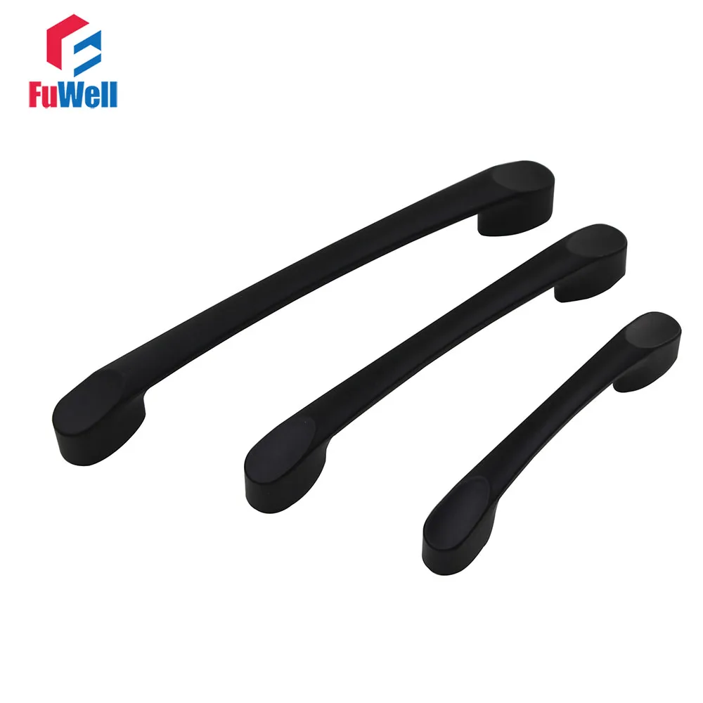 4pcs Furniture Handles Zinc Alloy Black Drawer Kitchen Door