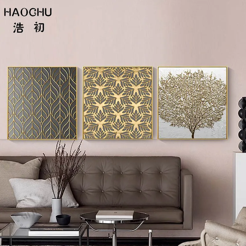 

Mysterious Shape Canvas Prints Paintings Golden&Black Pattern Color Blocks Mixed Unframed Wall Art Posters For Home Room Decor