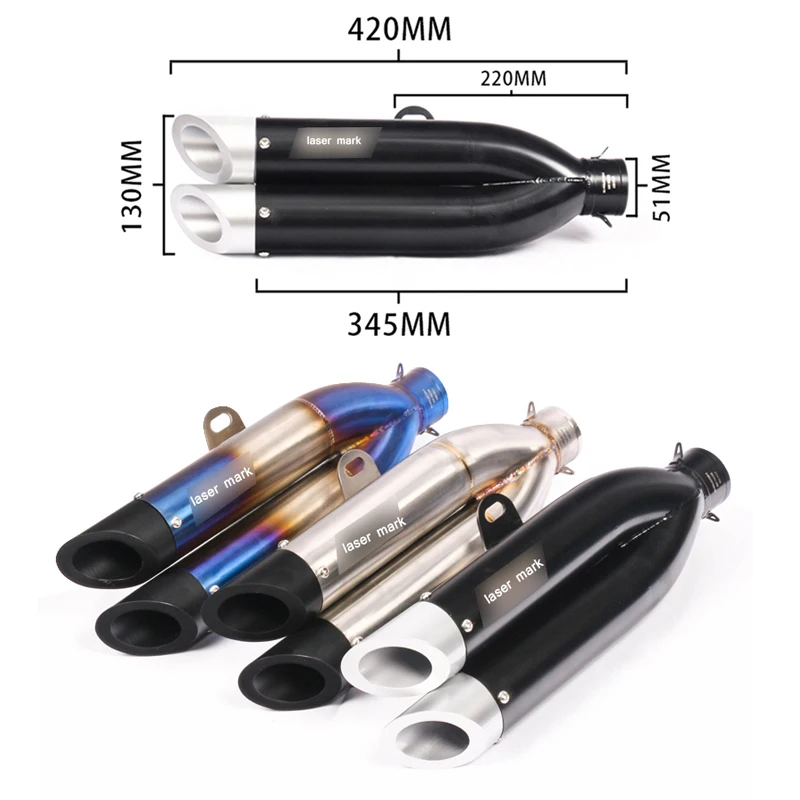 

Silp on for 51mm Motorcycle Exhaust Muffler Pipe Modified 420mm Short Stainless Steel Tail Silencer System