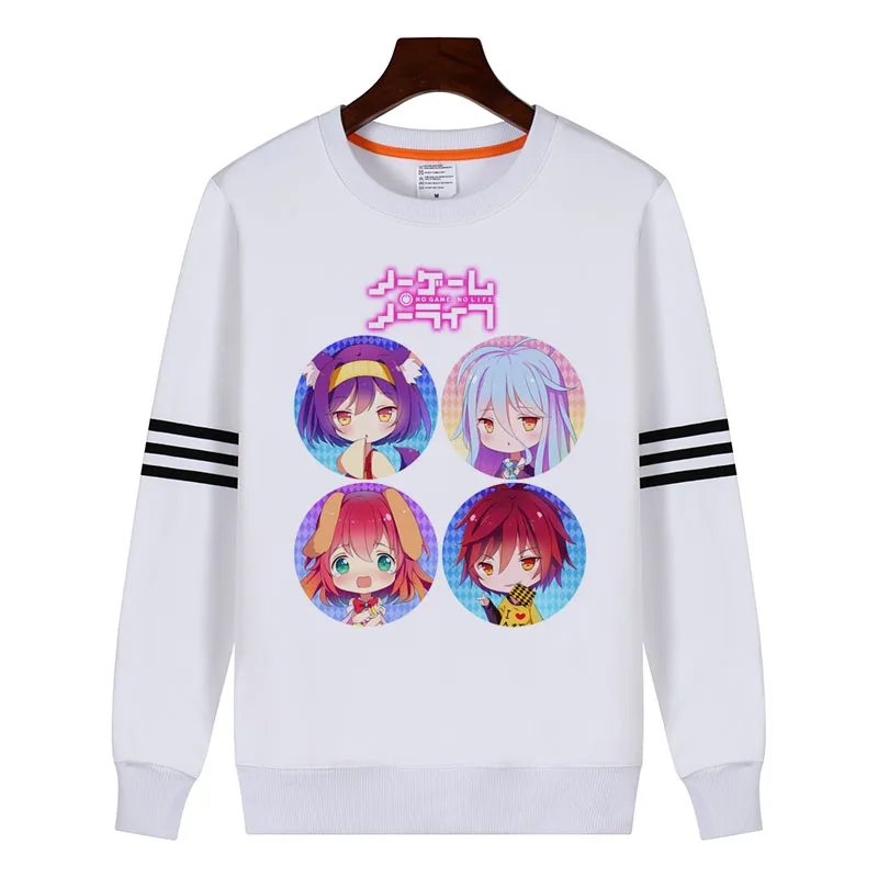 Толстовка без игры No Life Shiro Sora Jibril пуловер с длинными рукавами флисовая толстовка
