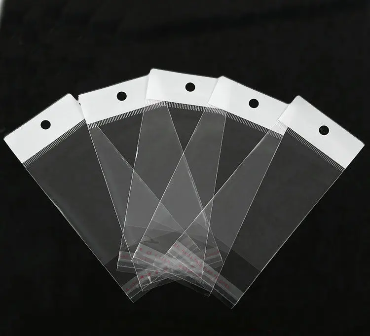 

100pcs/lot 7 size Clear Self Adhesive Seal Plastic Retail Packaging bag OPP Poly Pack Bag Hang Hole Storage Package Bag