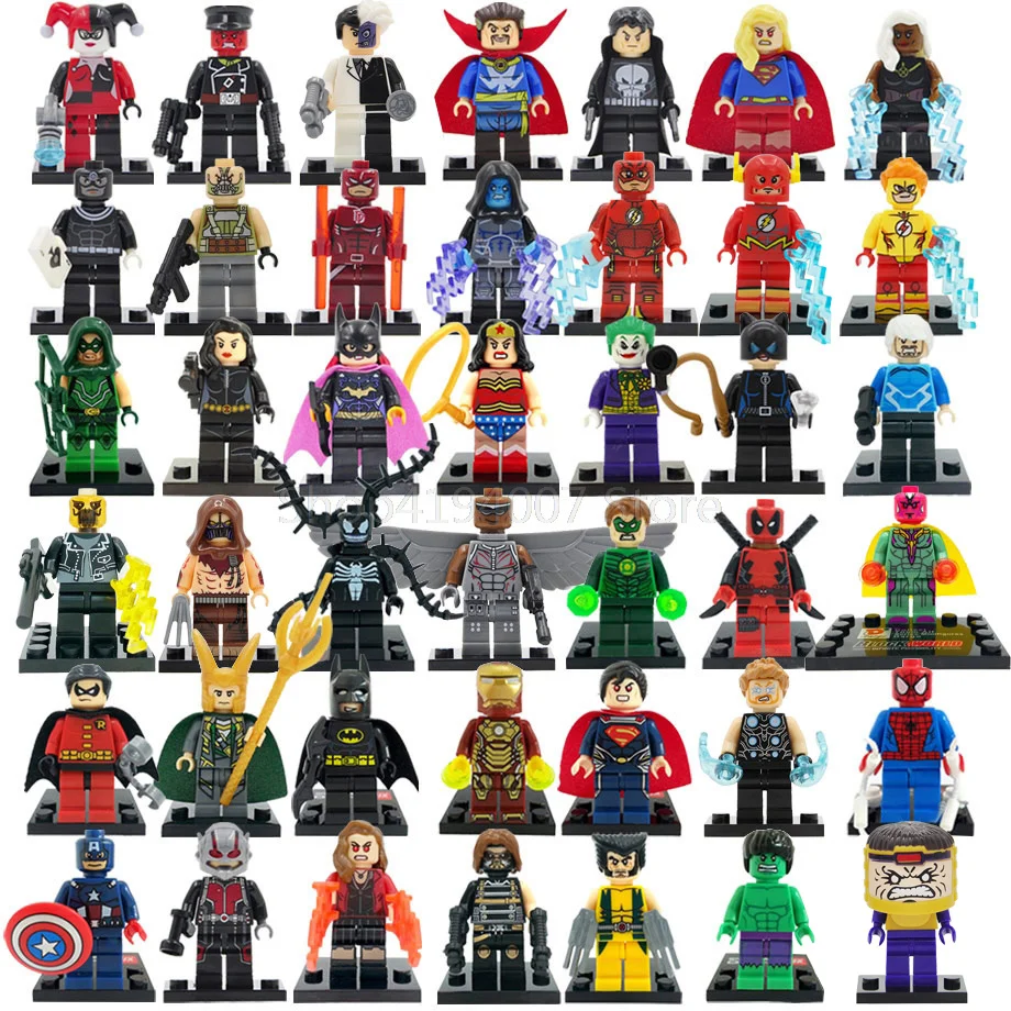 

42pcs/lot Super Hero Figure Set Building Blocks Avengers Iron Man Venom Justice League X-Men Batman Bricks Toys for children