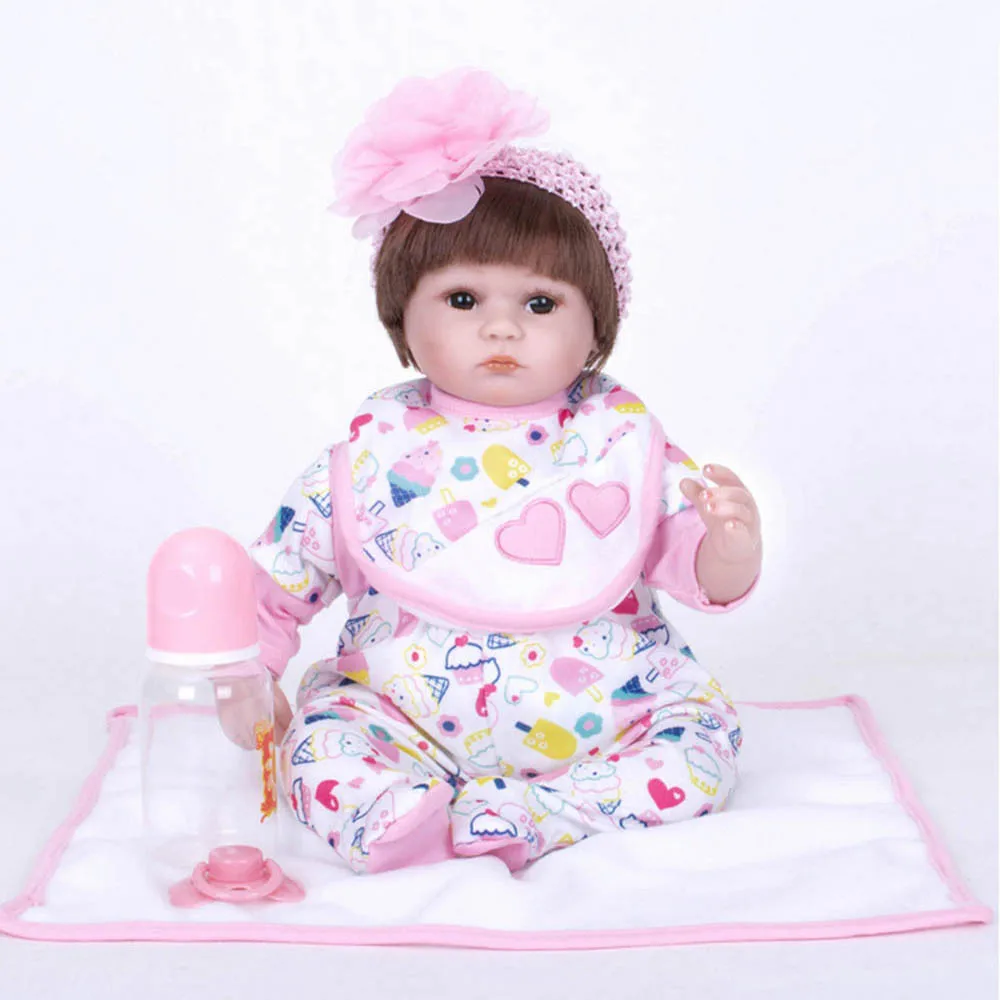 

43cm Realistic Baby Girl Doll Reborn Soft Silicone Princess Dolls with cloth Body for Children Kids Birthday Xmas Gift