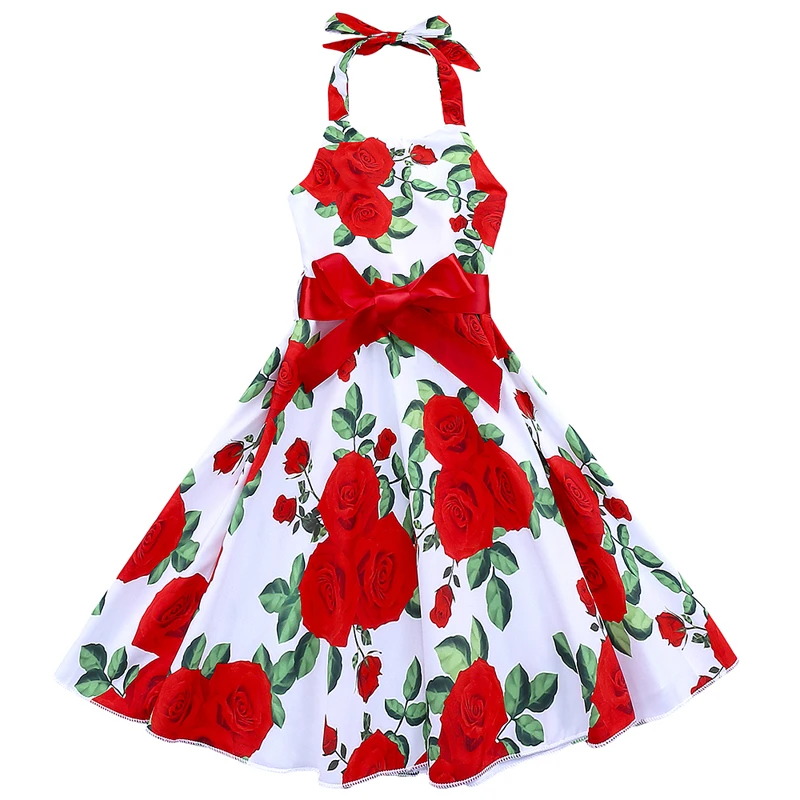 

Summer Girls Dress Cotton Floral Bow Girl Dresses Sleeveless Princess Dresses Kids Clothes Casual Children Clothing 2-6 Years