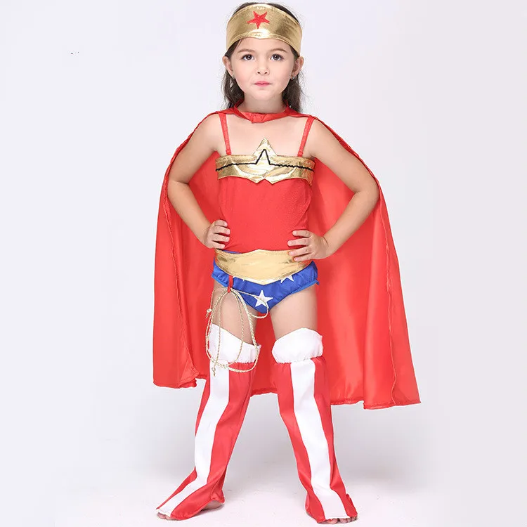 

Children Wonder Woman Cosplay Costumes Halloween Superman Garment Children Party Gift For Girls Clothes Children's Clothing Set