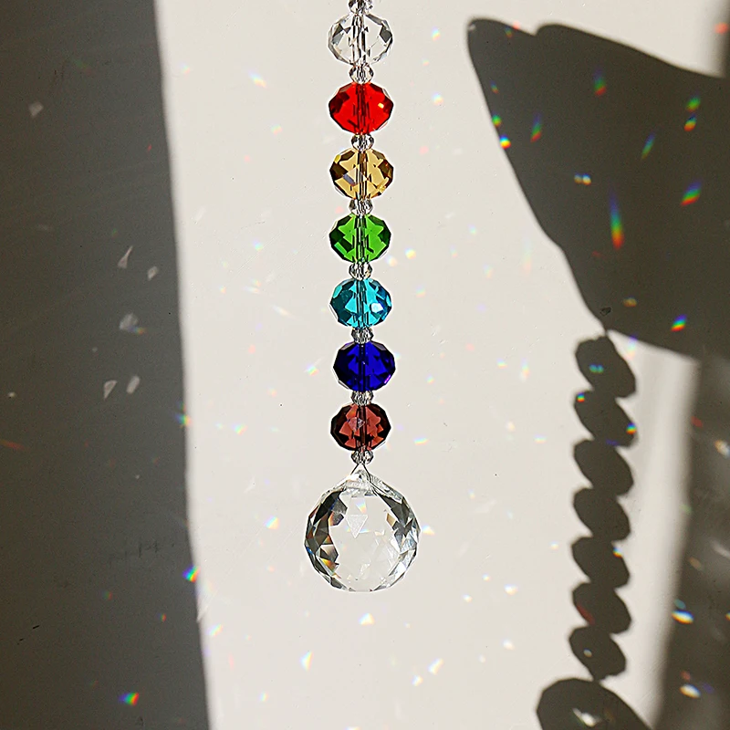 Handmade Crystal Rainbow Chakra Suncatcher Ball Prisms Window Hanging Decor Gift