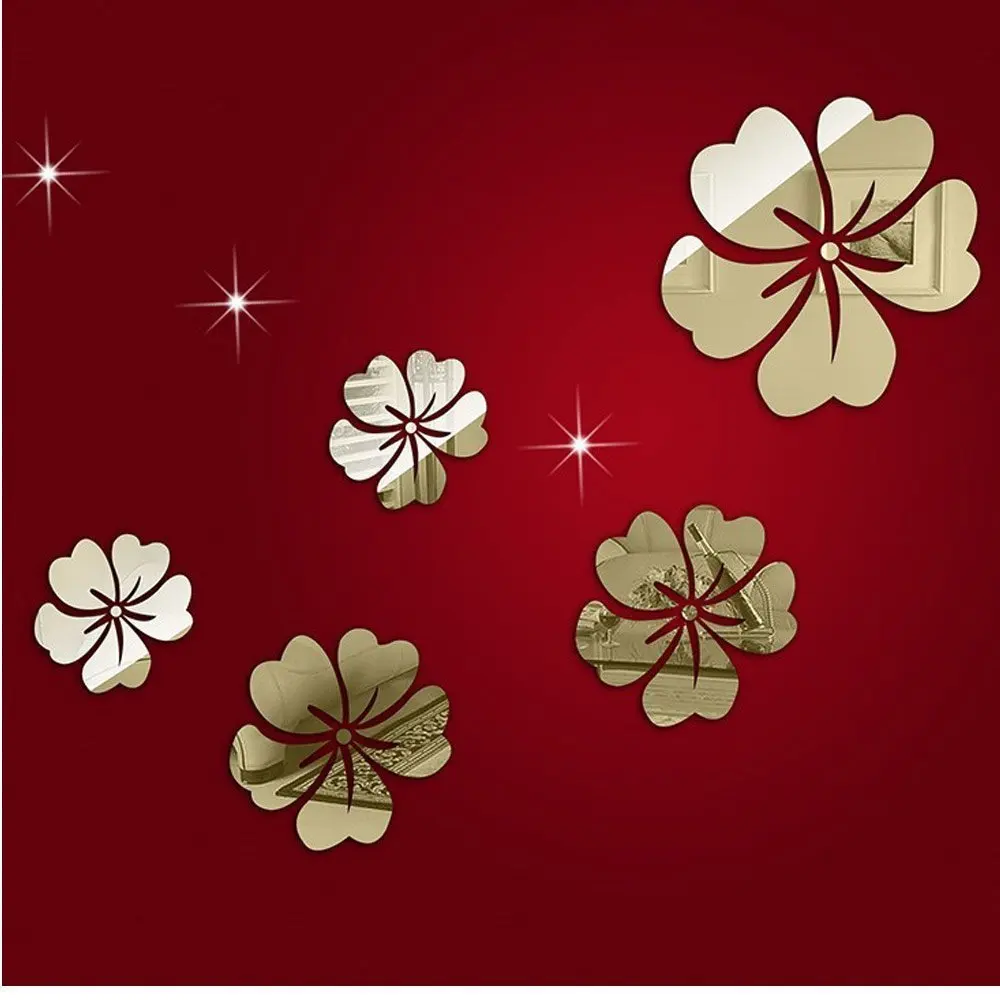 Acrylic Mirror Effect Wall Decals Flower Shaped Mirrors Wall Decals Flower Shaped Mirrors