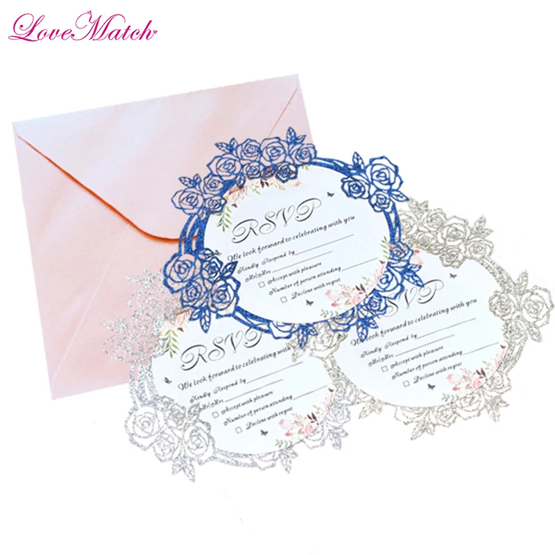 

50pcs/lot Laser Cut Lace Flower Cover Invitation Card Print Blank Page Wedding Party Greeting Card Card Wedding Favor Decoration