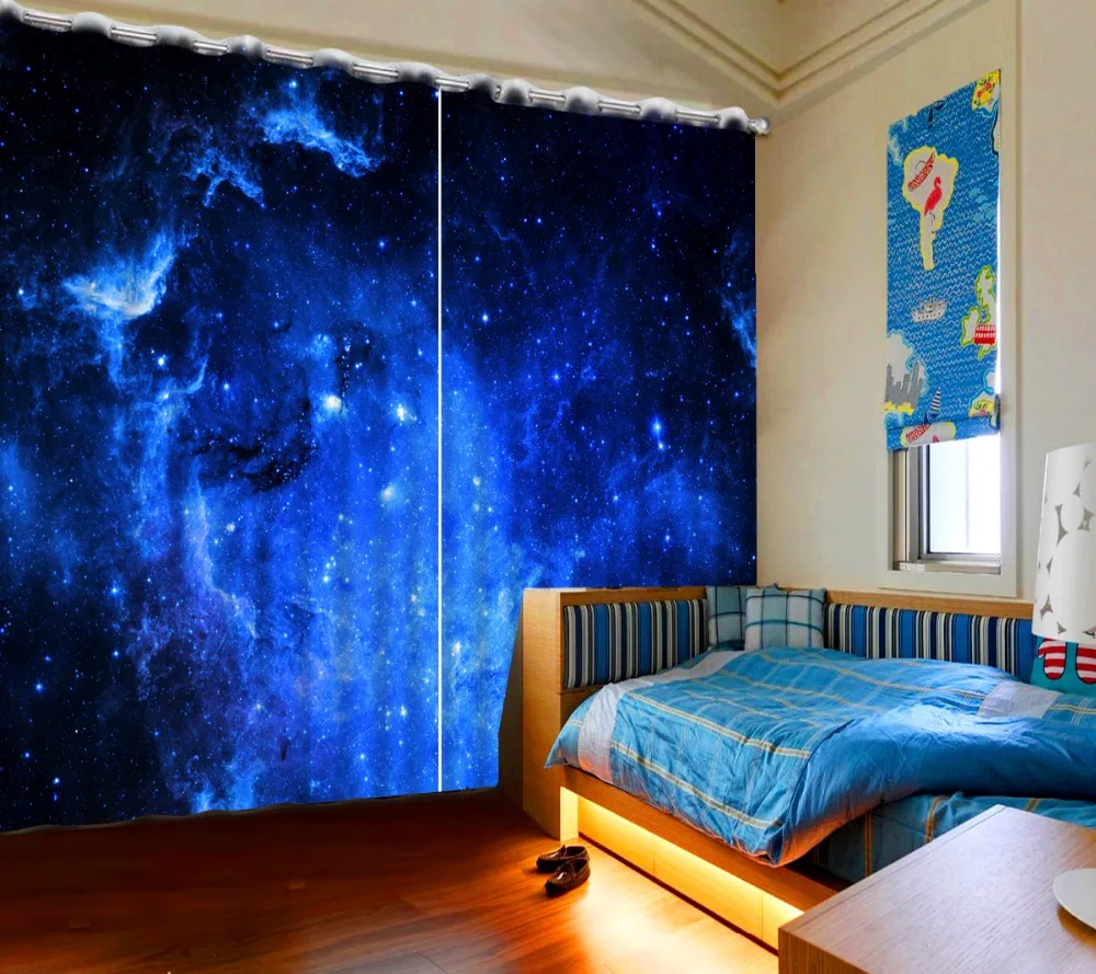 

New Custom 3D Beautiful window curtains for living room blue sky custom curtains for window living room