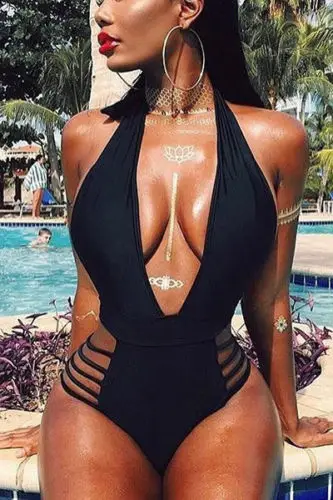 

Hot Sale Women's Sexy One Piece Bandage Hollow Out Swimwear High Cut Monokini Swimsuit Beachwear Bikini Swimming Beachwear