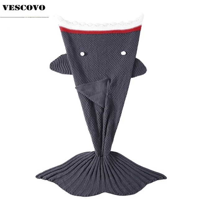 

2017 New Knited Mermaid Tail Style Shark tail blanketfor Kids children girl boy