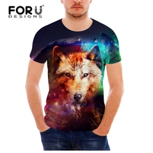 FORUDESIGNS 2019 3D T shirt Men Animals print Fierce Wolves Short Sleeve Tees Costume Wolf T shirts Galaxy Homme Camisetas S-XXL