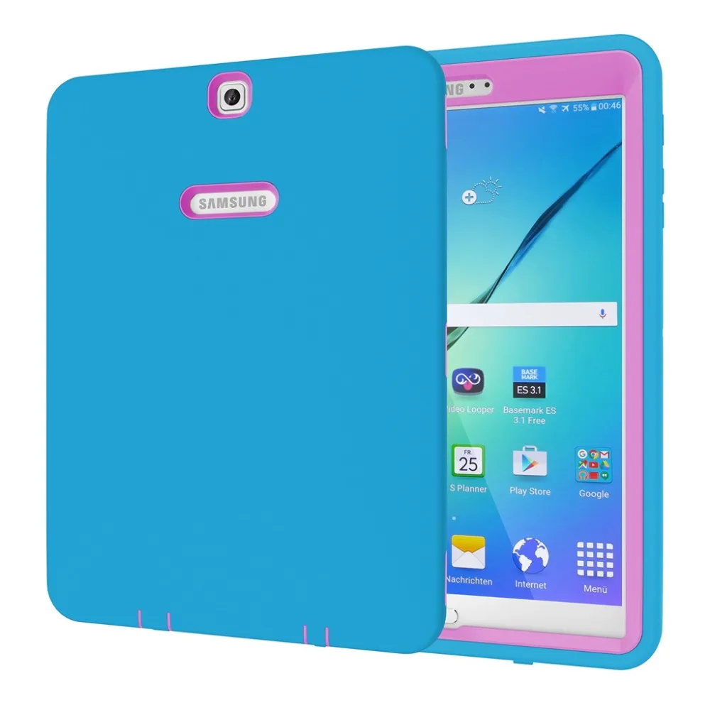 Чехол для Samsung Galaxy Tab S2 9,7 силиконовый чехол, Нескользящие резиновые защитные кожи Мягкий бампер + подарки
