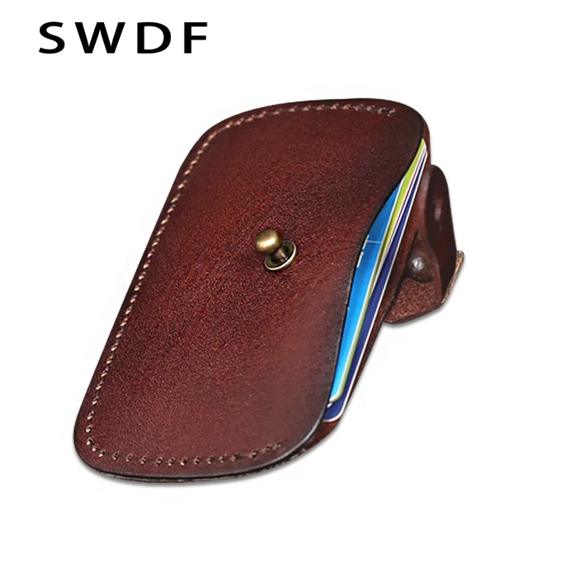 

Name Card Holder Cow Leather Credit Coin Purses & Holders Hasp Pouch Business Card case Organizer Vintage change Mini Wallets