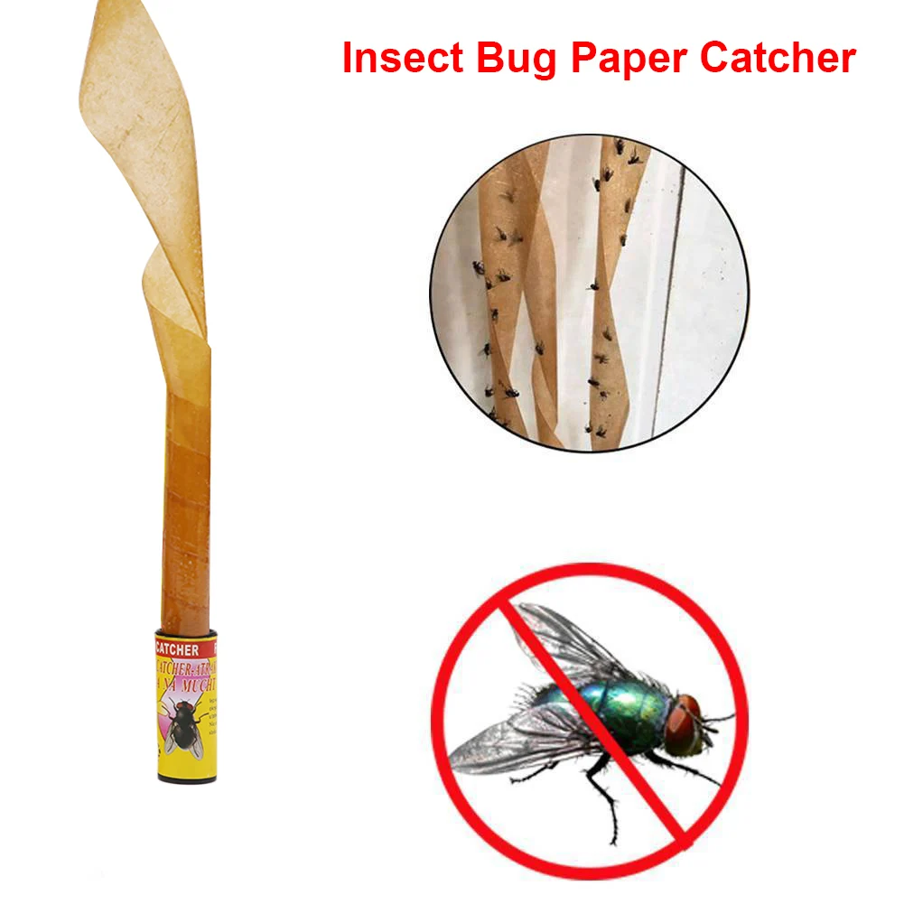 16pcs Insect Bug Fly Glue Paper Tape Trap Ribbon Strip Sticky Non toxic