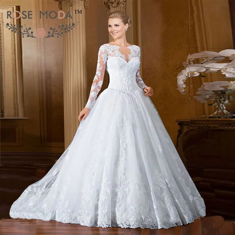 Lace Ball Gown with Detachable Long Sleeves Jacket Bolero