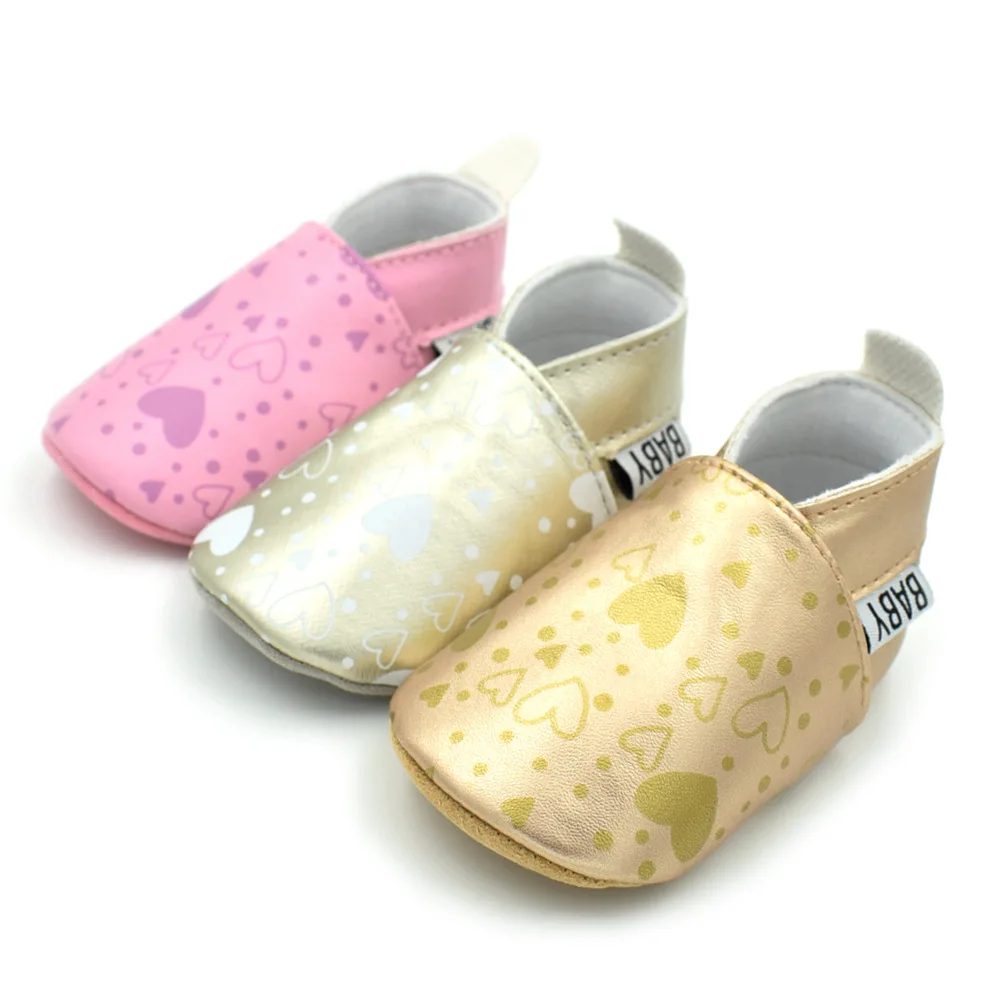 

2019 Bestselling Seasons New 0-1 Years old Girl Print Love Toddler Shoes Soft Bottom Baby Shoes indoor Baby shoes