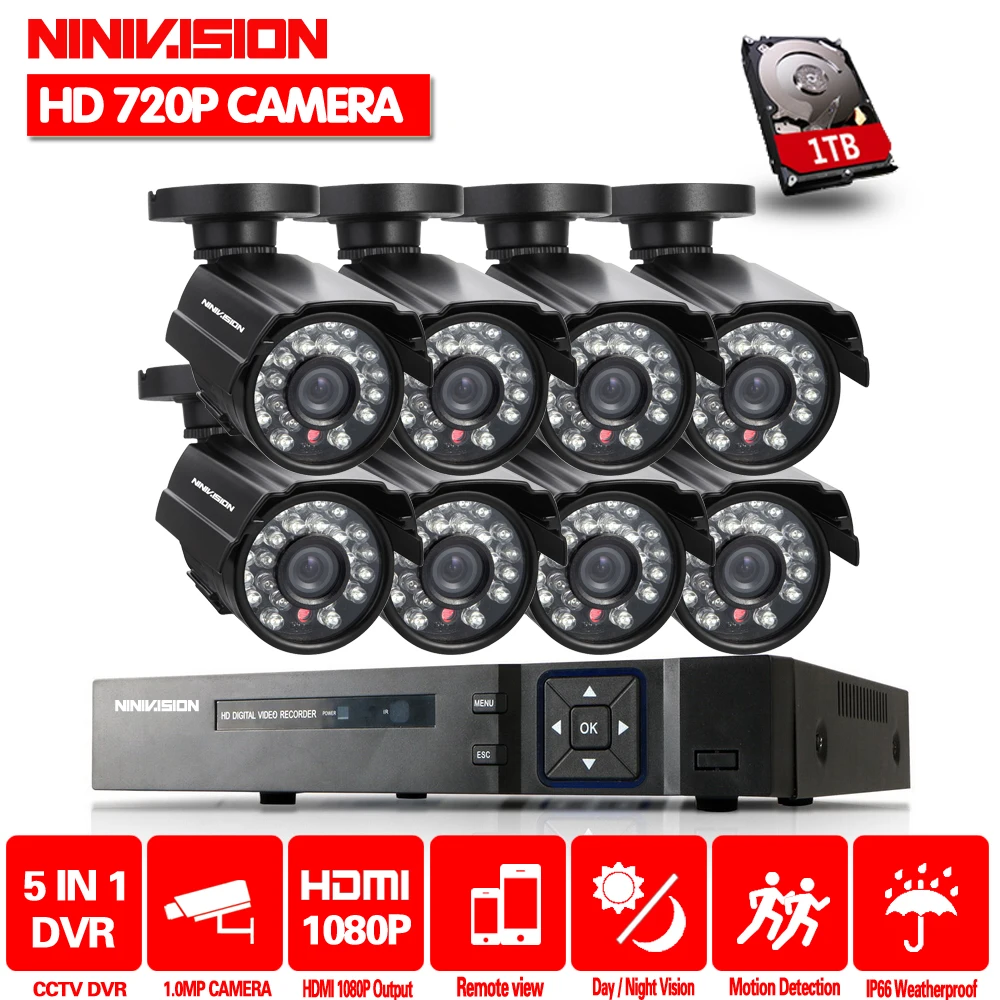 2 ТБ HDD 8CH 1080 P комплект AHD 2000tvl cctv системы 1080 p HDMI AHD DVR 1.0MP 720 p AHD камера ИК водонепроницаемый уличный для видеонаблюдения камера системы