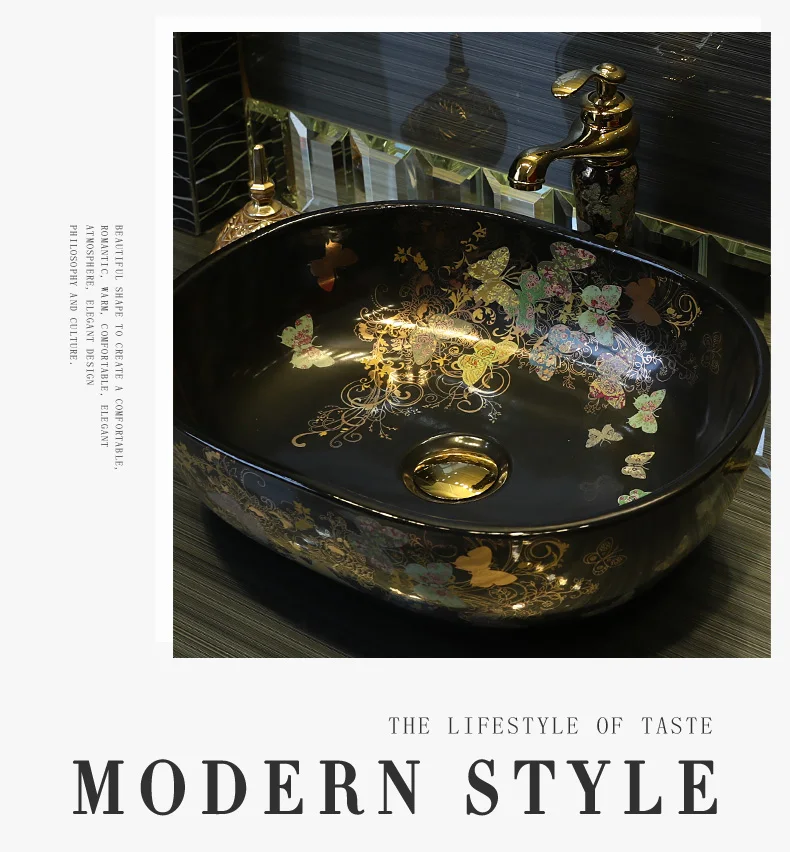 China Artistic Europe Style Counter Top porcelain wash basin bathroom sinks ceramic art bathroom sink  (4)