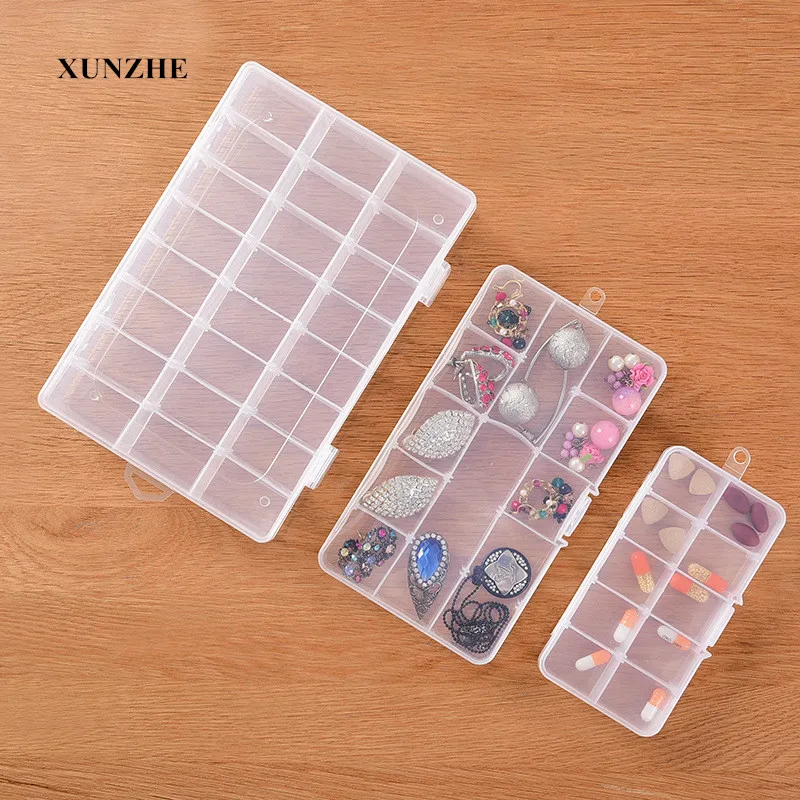 

10-24 Grid Compartments Storage Box Plastic Cosmetic Storage Jewel Bead Case Cover Box Storage Container Adjustable Organizer