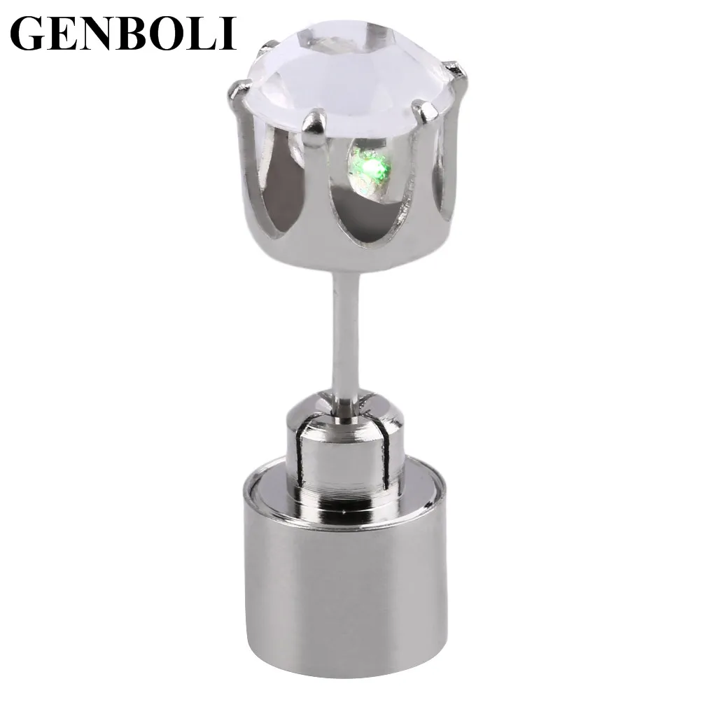 

5Pcs GENBOLI Charm LED Earring Light Up Bright Stud Luminous Crown Glowing Crystal Stainless Ear Stud for DJ Dance Party Bar