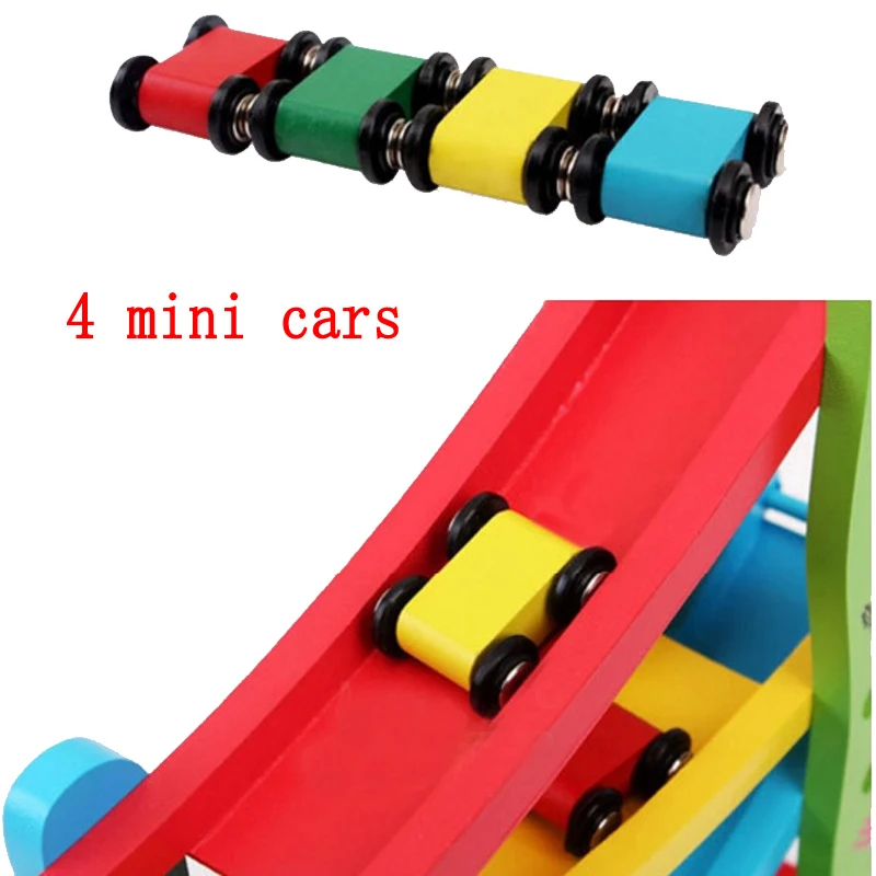 Children Early Childhood Educational Toys Gliding Stretch Scooter Colorful Cartoon Wooden Toys Gifts For Babies 4 Cars