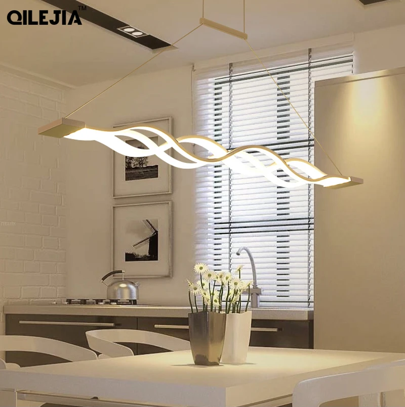

New Creative Modern LED Pendant Lights for Dining Room Living Room Width 4cm 8cm Wave Hanging Lamp Pendant Light AC95-265V