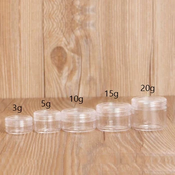 

20Pcs/lot Transparent Make Up Jar Cosmetic Sample Empty Container Plastic Round Clear jar with lids Small Bottles