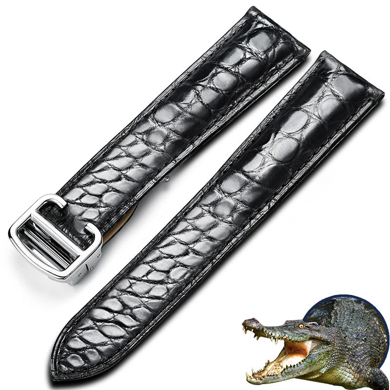 Ремешок из кожи аллигатора, быстроразъемный ремешок из натуральной крокодиловой кожи, водонепроницаемые браслеты с пряжкой, 18 мм, 20 мм, 22 мм, мужские