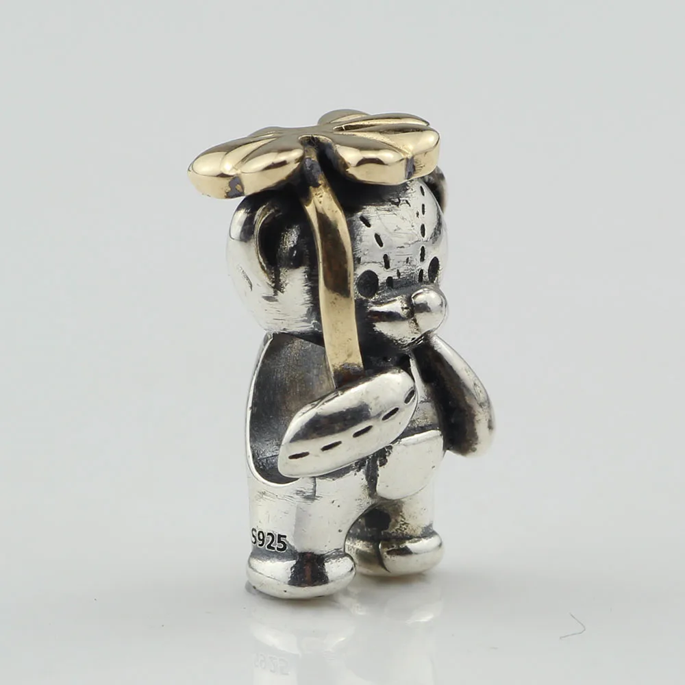 925 стерлингового серебра и бронзы счастливый клевер медведь бусина-Шарм для тролля и ПАН браслет ювелирные изделия