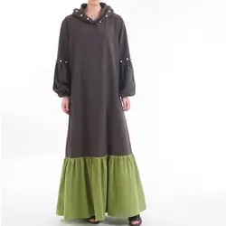 Рамадан для взрослых мусульманский черный Абая лоскутное бисер Повседневное платье Дубай мусульман для женщин исламское