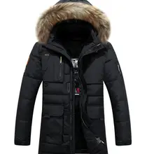 New Long Can Withstand- 30 Degrees Winter Jacket Men Big Real Fur Collar Hooded Duck Down Jacket Big Size