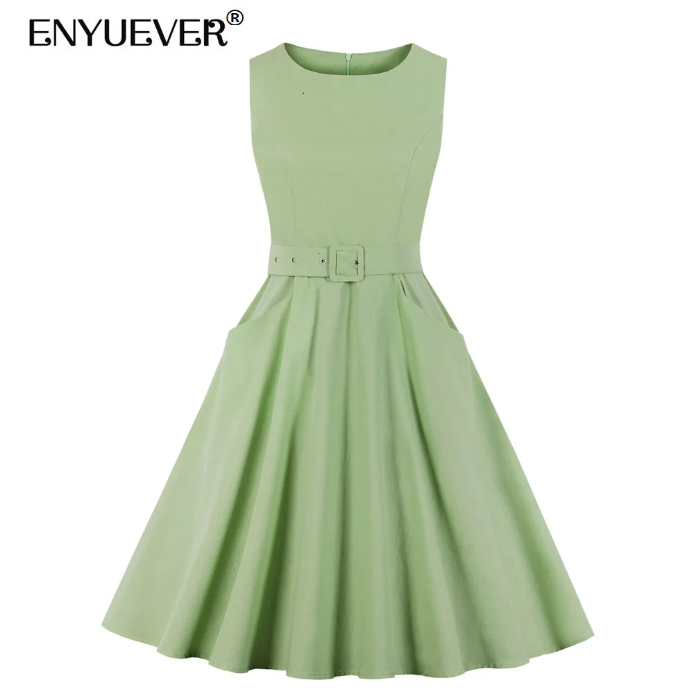 Enyuever Vestido винтажное платье женская одежда Элегантное повседневное хлопковое