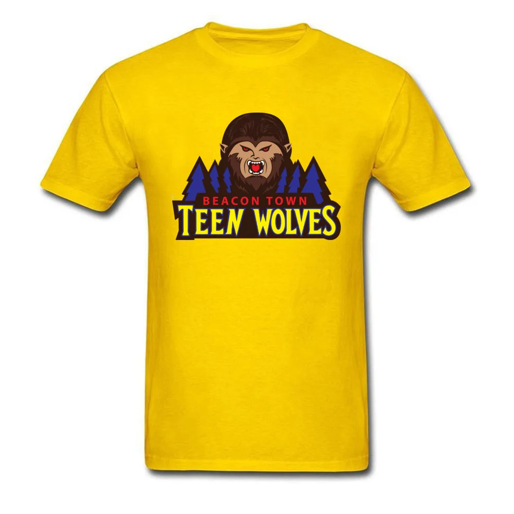 Beacon Town Teen Wolves Short Sleeve T Shirt Crewneck 100% Cotton Fabric Men T-shirts Leisure Tops T Shirt 2018 New Fashion Beacon Town Teen Wolves yellow