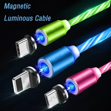 Светящийся Магнитный Micro Usb type C зарядный кабель Usb-C зарядный провод шнур для huawei Honor 8A Pro 8S 20i 10i View 20 samsung