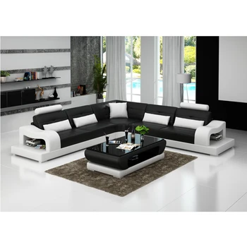 

Living room furniture set modern european corner leather sectional sofa